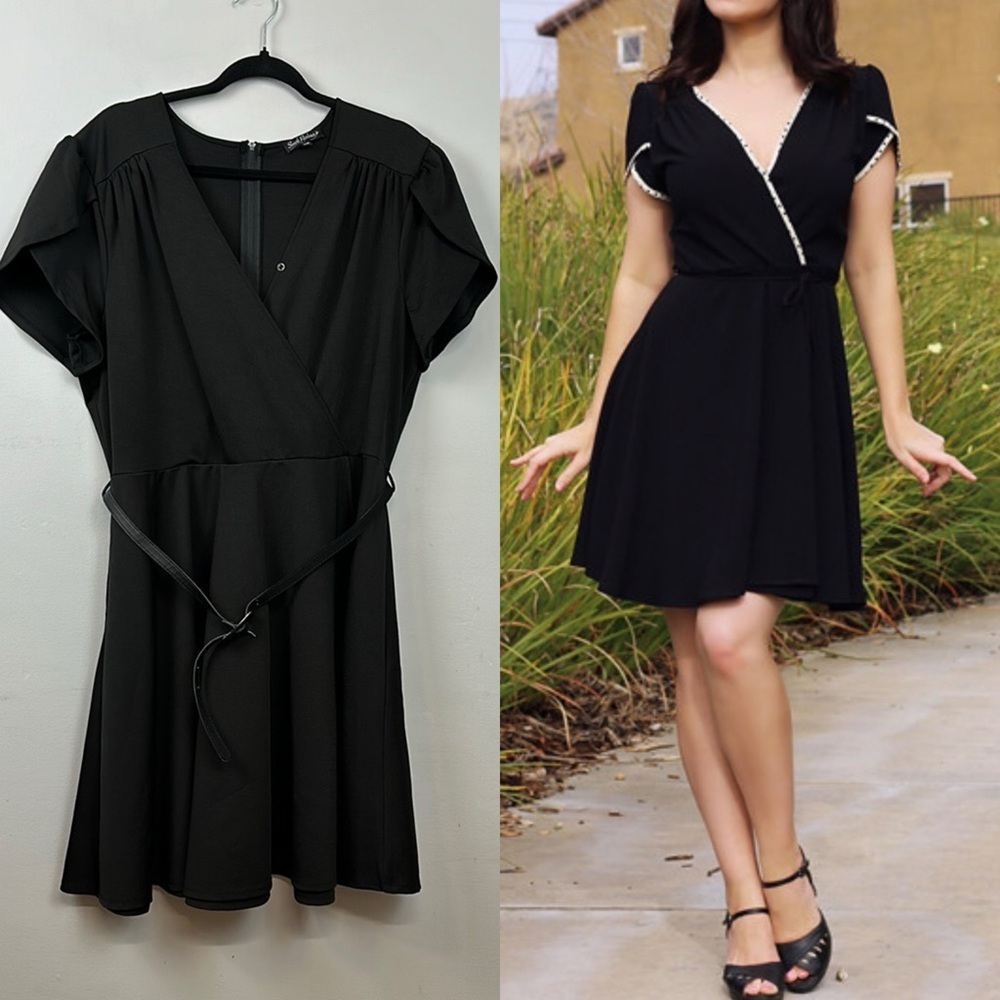 NWOT Unique Vintage Smack Parlour Black Faux Wrap Dress Sz 1X